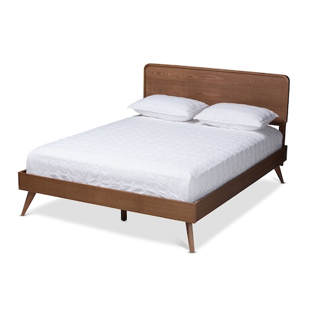 Demeter Mid-Century Walnut Brown Finished Wood Full Size Platform Bed